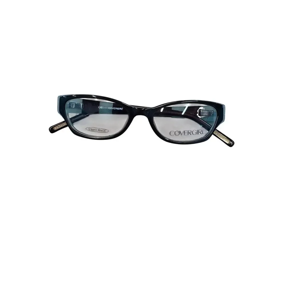 NEW Deadstock Y2k Covergirl black and blue striped rectangle Glasses